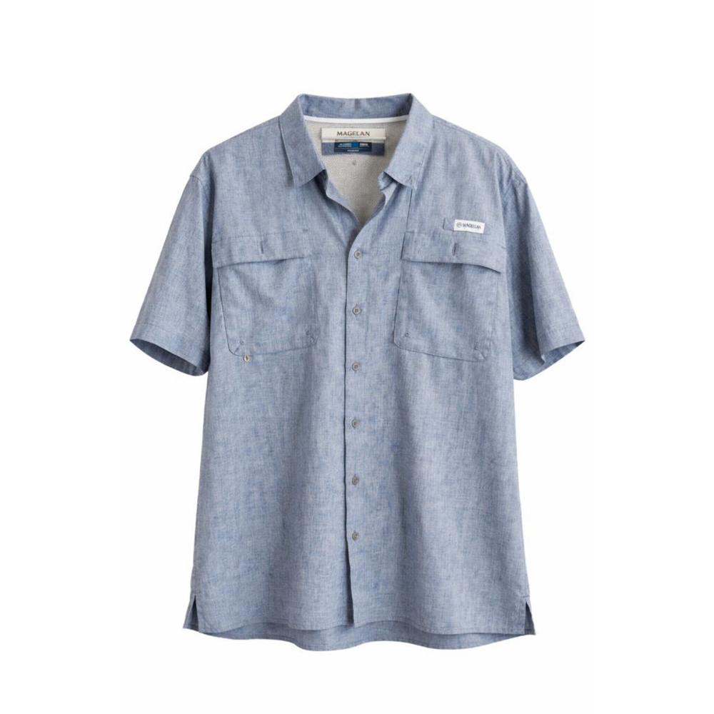 Magellan Aransas Pass Fishing Shirt 2XL Blue Vented Short Sleeve Outdoor